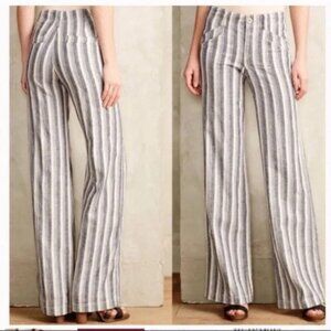 Pilcro Anthropologie Striped Linen Cotton Pants Size 12 Blue and White